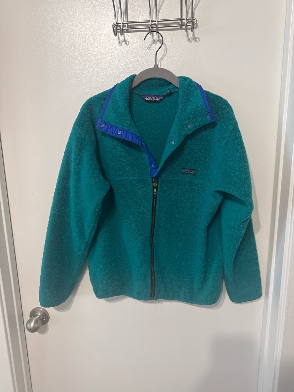 Vintage 90’s Patagonia Teal Synchilla Fleece Jacket with Blue Trim